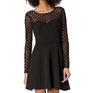 Speechless Women's Skater Dress with Polka Dot Mesh